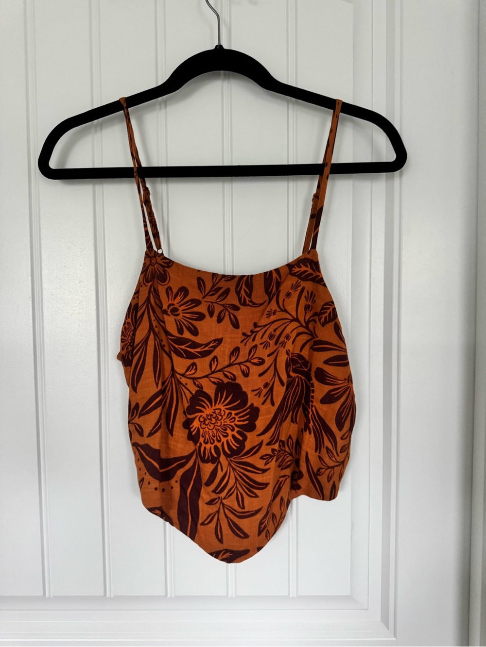 Women’s Orange Floral Spaghetti Strap Tank Top